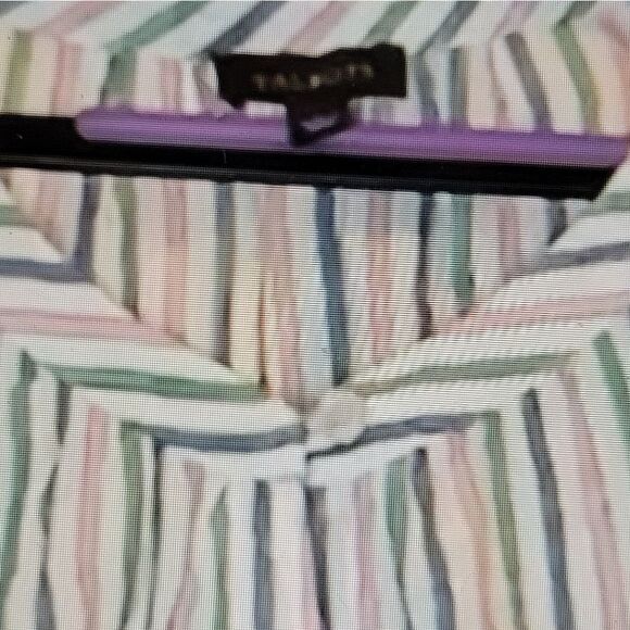 TALBOTS LINEN SLEEVELESS STRIPED FLOWY BLOUSE TOP L LARGE - Picture 2 of 4